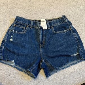 Aerie Dark Blue Distressed Jean Shorts